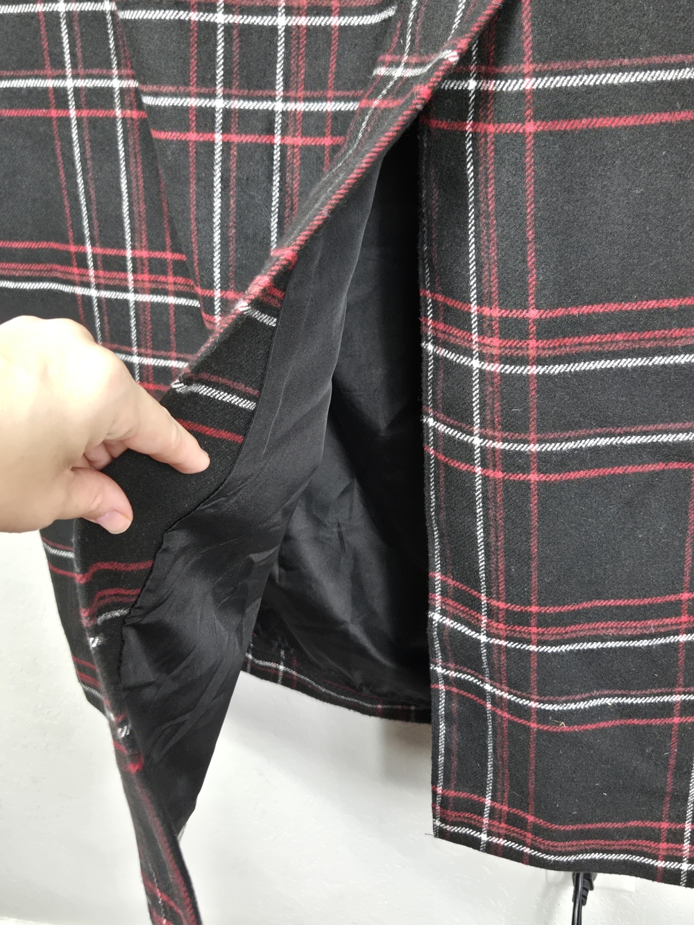 Jessica London 22W Black Red Plaid Wool Blend Wrap Midi Skirt Lined Plus Preppy - Picture 7 of 10